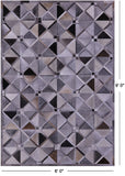 Grey Natural Cowhide Hand Stitched Patchwork Rug - 6' 0" X 9' 0"