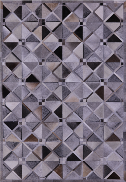 Grey Natural Cowhide Hand Stitched Patchwork Rug - 6' 0" X 9' 0"