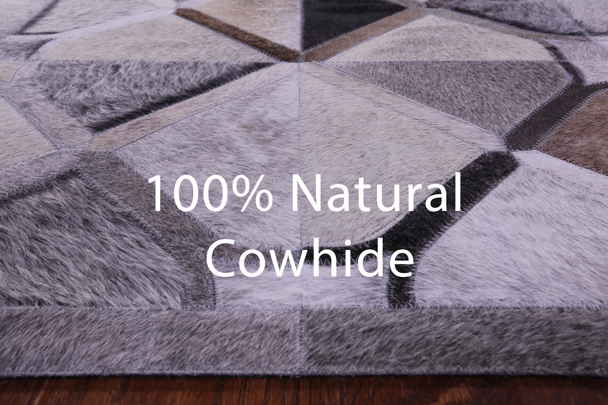 Grey Natural Cowhide Hand Stitched Patchwork Rug - 6' 0" X 9' 0"