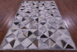 Grey Natural Cowhide Hand Stitched Patchwork Rug - 6' 0" X 9' 0"