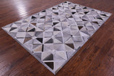 Grey Natural Cowhide Hand Stitched Patchwork Rug - 6' 0" X 9' 0"