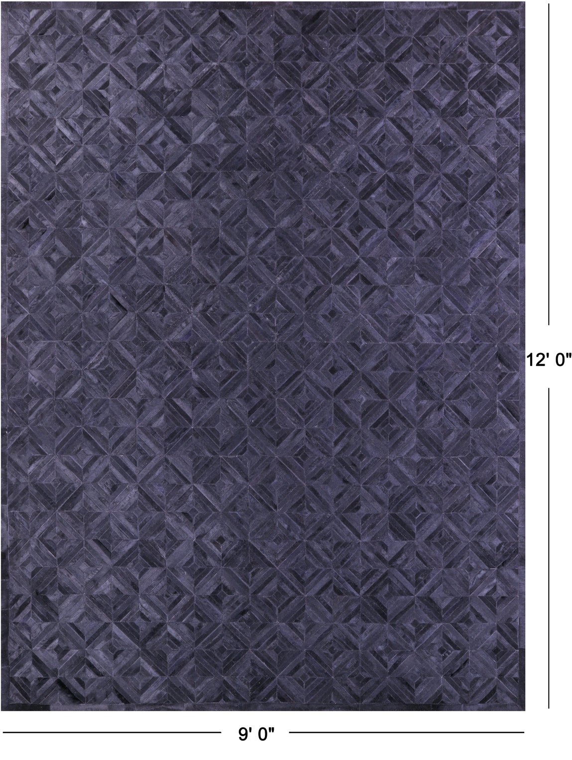 Black Natural Cowhide Hand Stitched Patchwork Rug - 9' 0" X 12' 0"