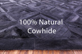 Black Natural Cowhide Hand Stitched Patchwork Rug - 9' 0" X 12' 0"