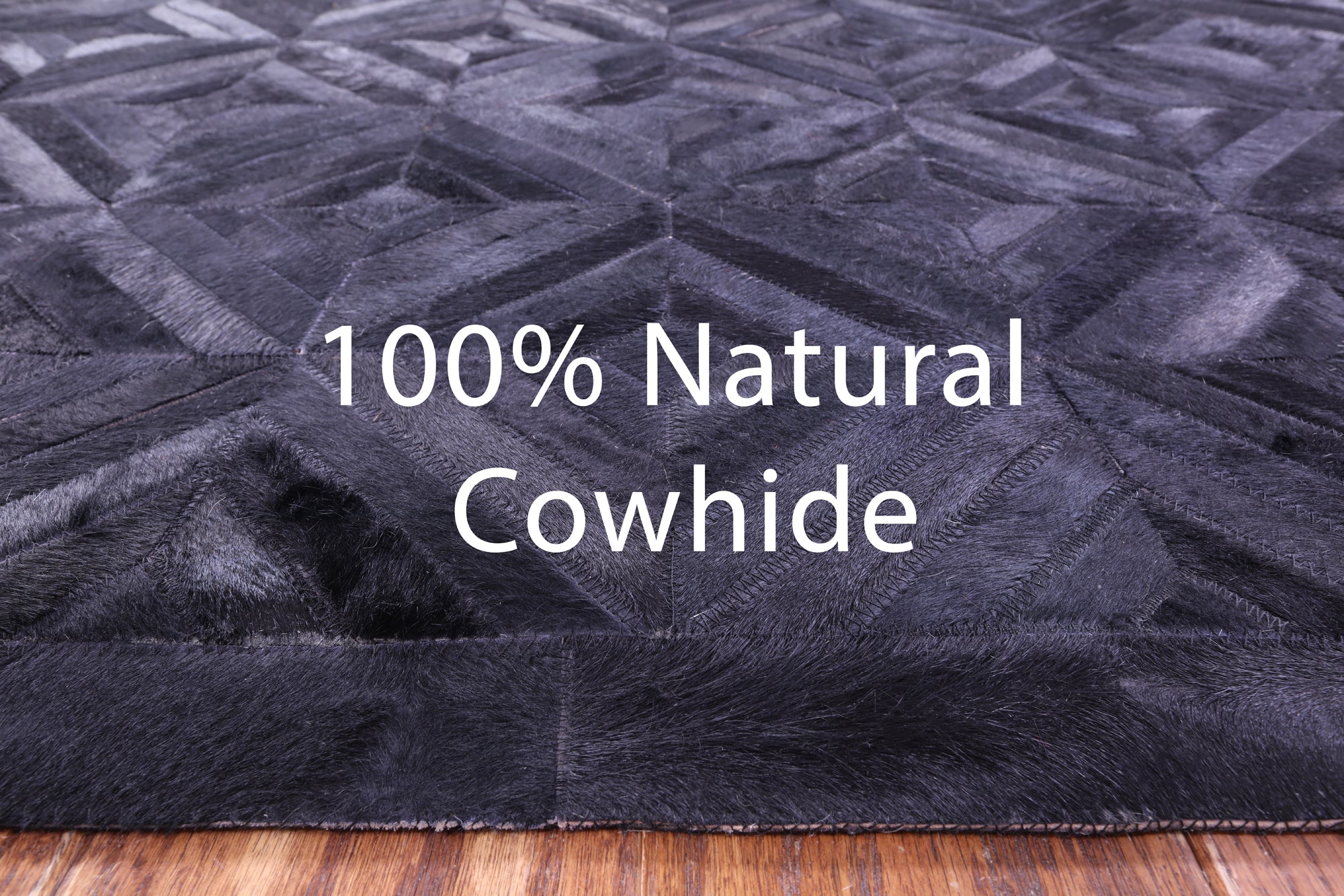 Black Natural Cowhide Hand Stitched Patchwork Rug - 9' 0" X 12' 0"