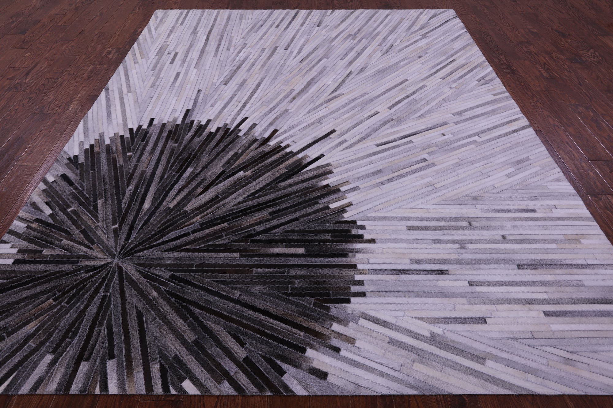 Brown & White Natural Cowhide Hand Stitched Patchwork Rug - 8' 0" X 10' 0"