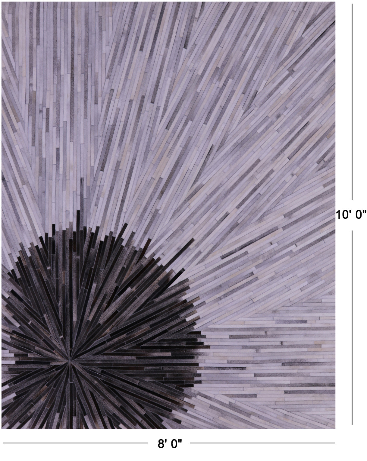 Brown & White Natural Cowhide Hand Stitched Patchwork Rug - 8' 0" X 10' 0"