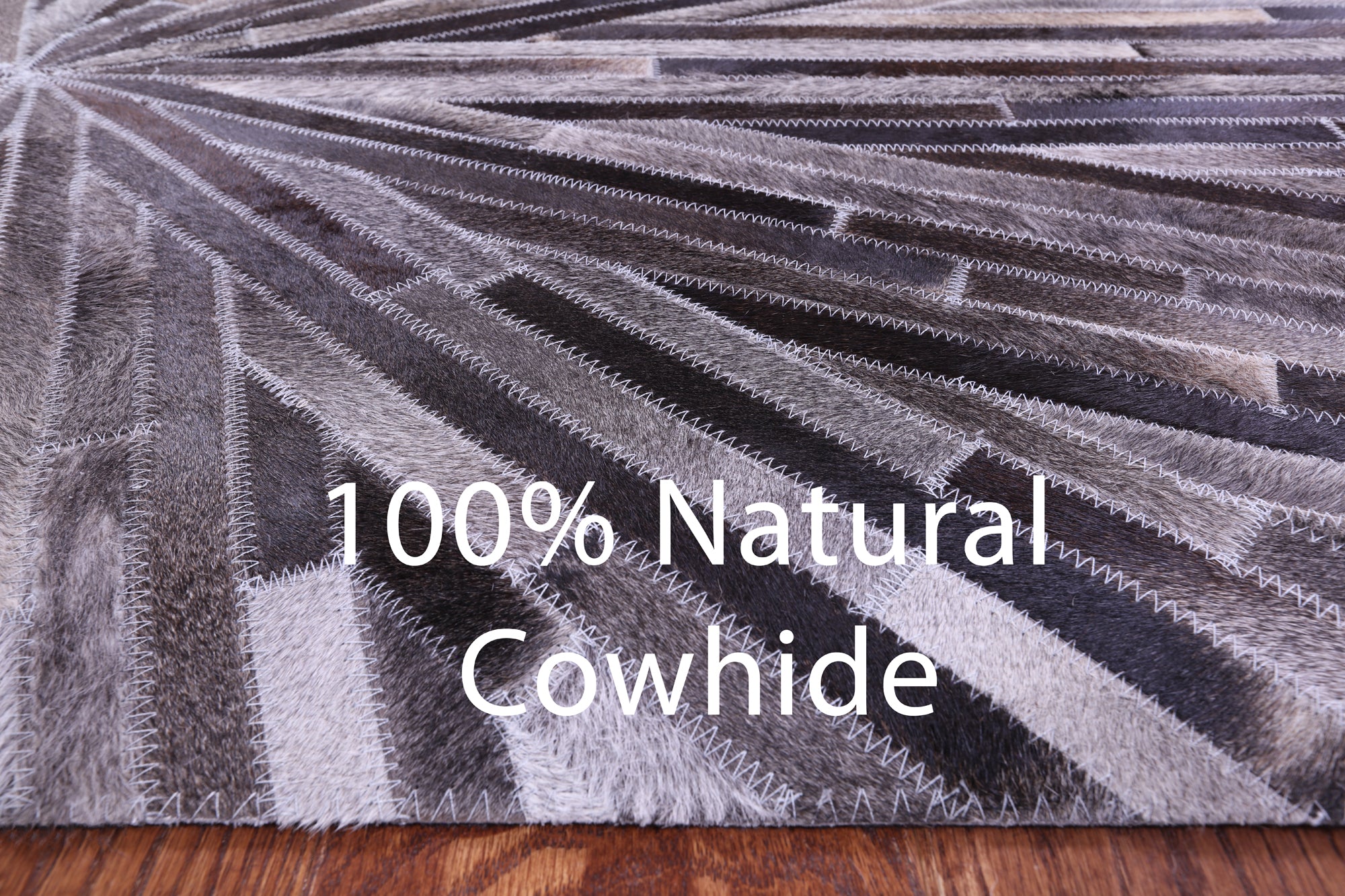 Brown & White Natural Cowhide Hand Stitched Patchwork Rug - 6' 0" X 9' 0"