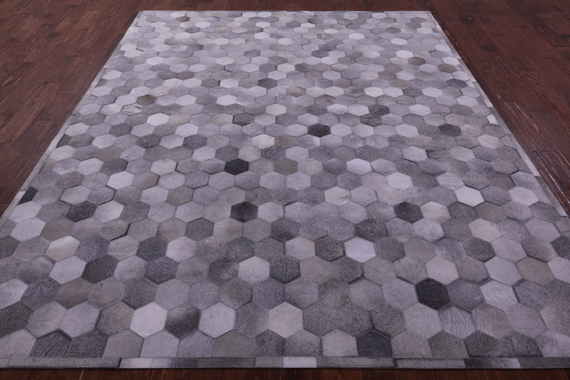 Grey Natural Cowhide Hand Stitched Patchwork Rug - 8' 0" X 10' 0"