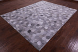 Grey Natural Cowhide Hand Stitched Patchwork Rug - 8' 0" X 10' 0"