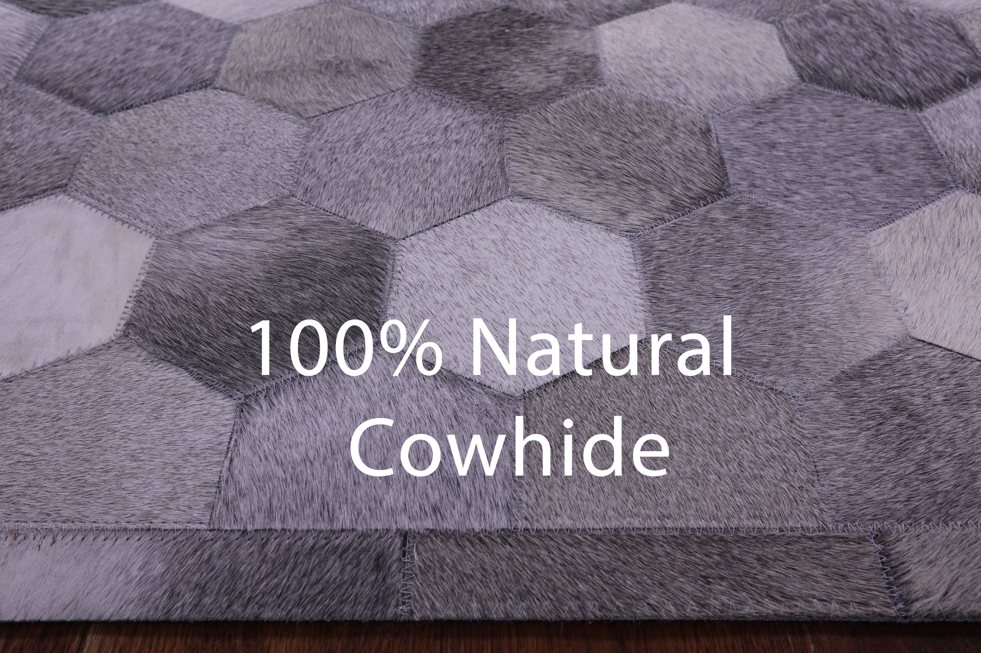 Grey Natural Cowhide Hand Stitched Patchwork Rug - 8' 0" X 10' 0"