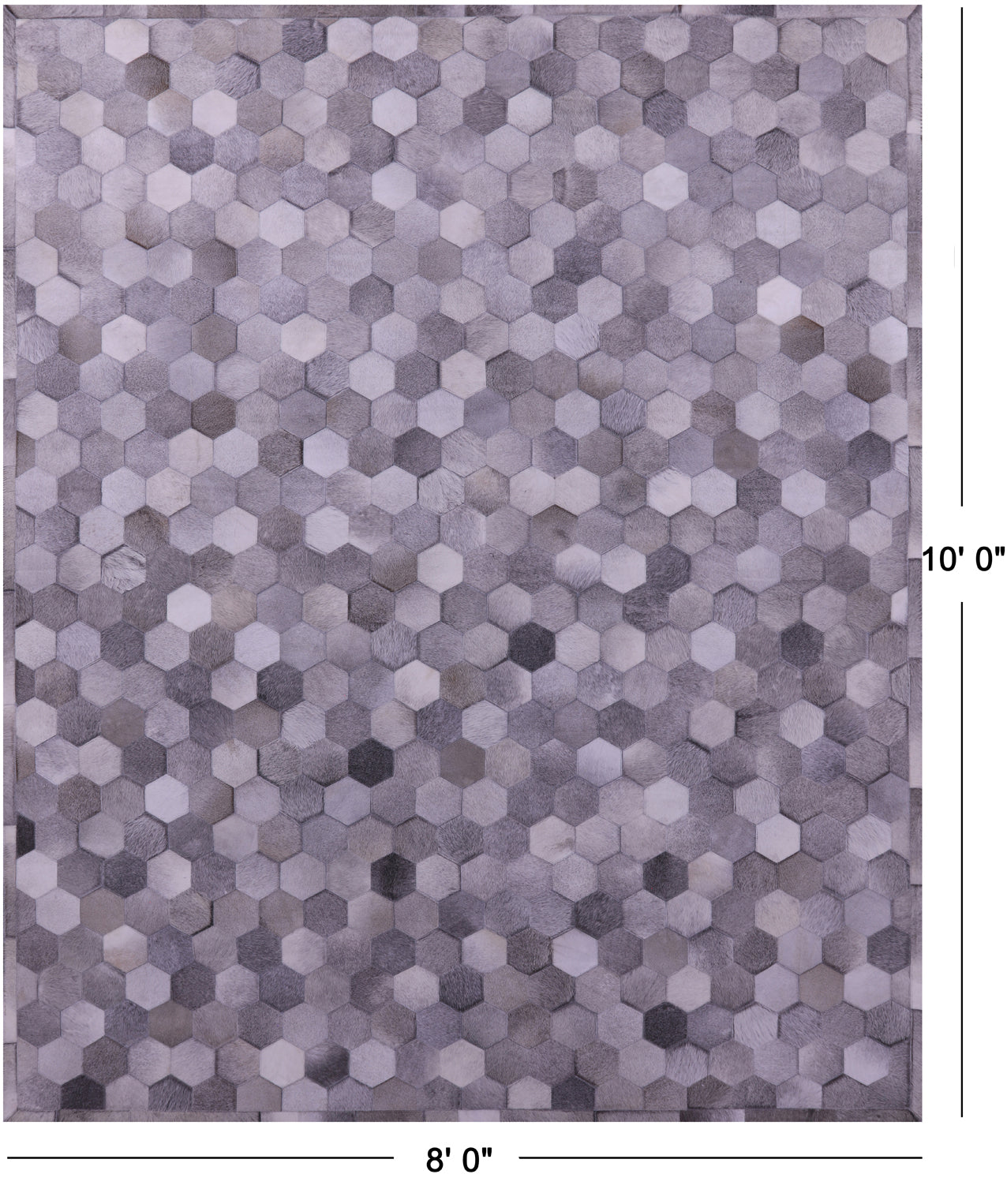 Grey Natural Cowhide Hand Stitched Patchwork Rug - 8' 0" X 10' 0"