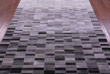 Grey & White Gradient Brickwork Natural Cowhide Hand Stitched Patchwork Rug - 6' 0" X 9' 0"