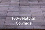 Grey & White Gradient Brickwork Natural Cowhide Hand Stitched Patchwork Rug - 6' 0" X 9' 0"