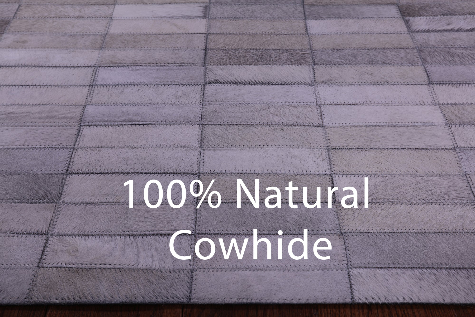Grey & White Gradient Brickwork Natural Cowhide Hand Stitched Patchwork Rug - 6' 0" X 9' 0"