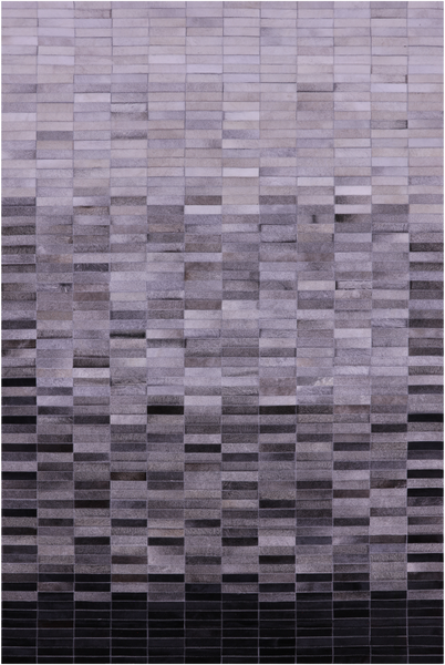 Grey & White Gradient Brickwork Natural Cowhide Hand Stitched Patchwork Rug - 6' 0" X 9' 0"