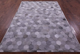 Grey Natural Cowhide Hand Stitched Patchwork Rug - 6' 0" X 9' 0"