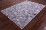 Grey Natural Cowhide Hand Stitched Patchwork Rug - 6' 0" X 9' 0"