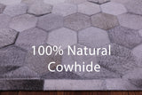 Grey Natural Cowhide Hand Stitched Patchwork Rug - 6' 0" X 9' 0"