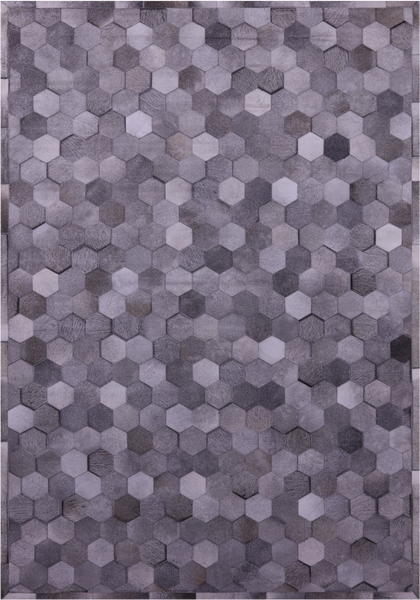Grey Natural Cowhide Hand Stitched Patchwork Rug - 6' 0" X 9' 0"