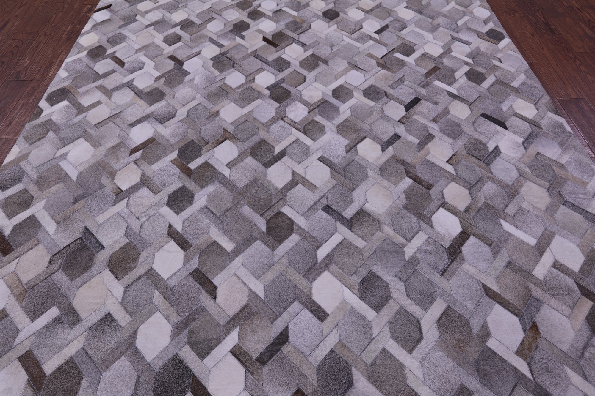 Grey Natural Cowhide Hand Stitched Patchwork Rug - 8' 0" X 10' 0"