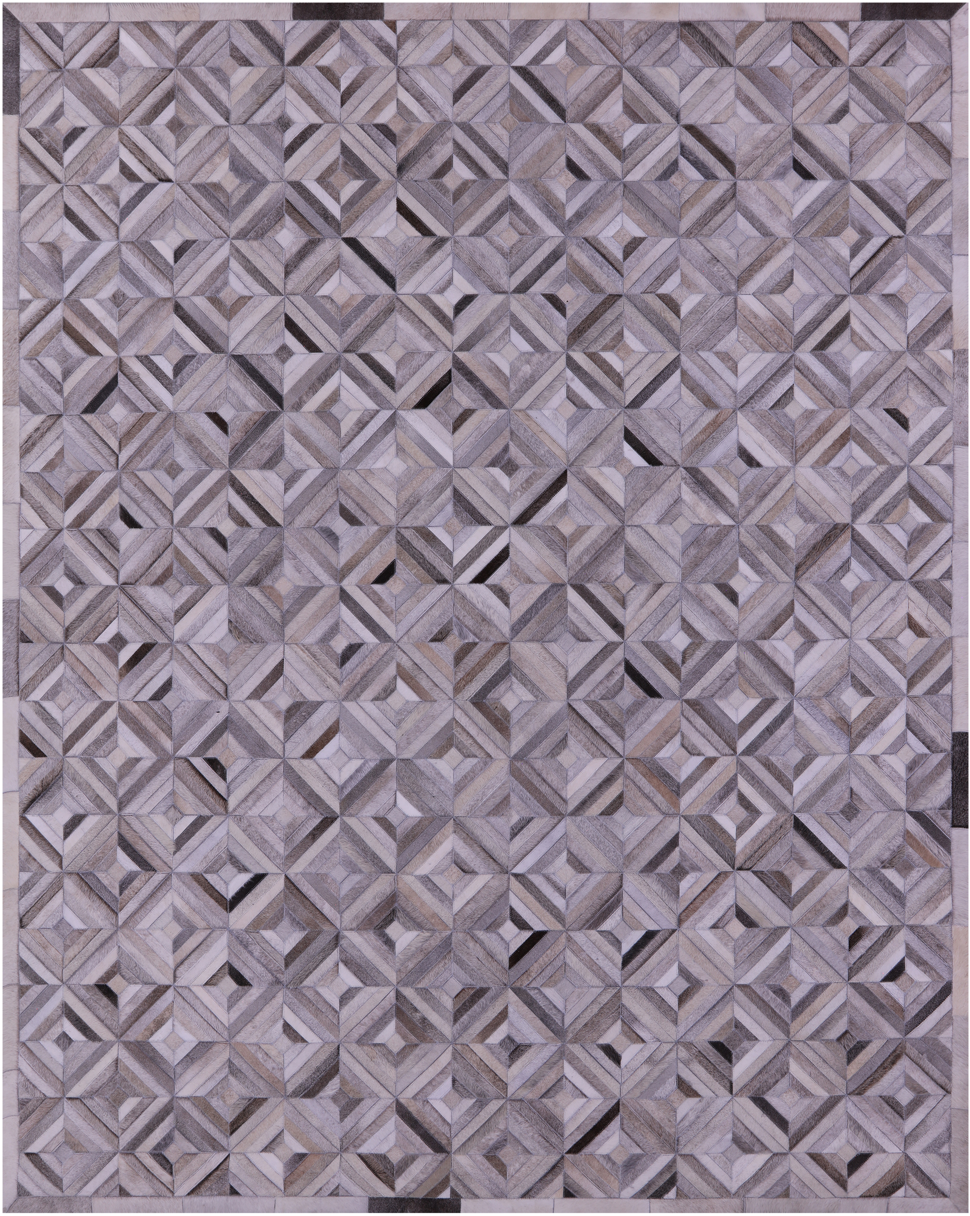 Grey Natural Cowhide Hand Stitched Patchwork Rug - 8' 0" X 10' 0"