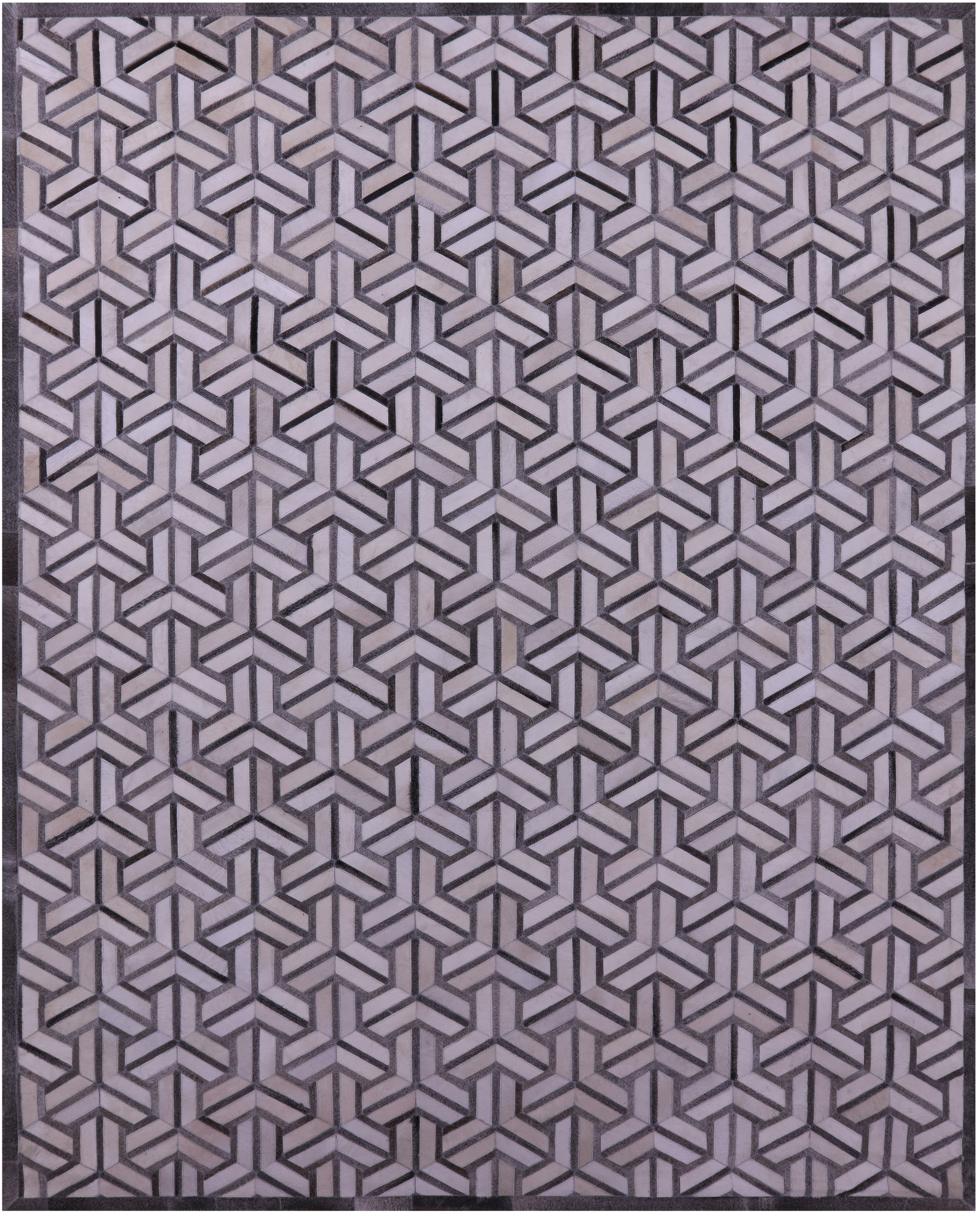 Grey & White Natural Cowhide Hand Stitched Patchwork Rug - 8' 0" X 10' 0"