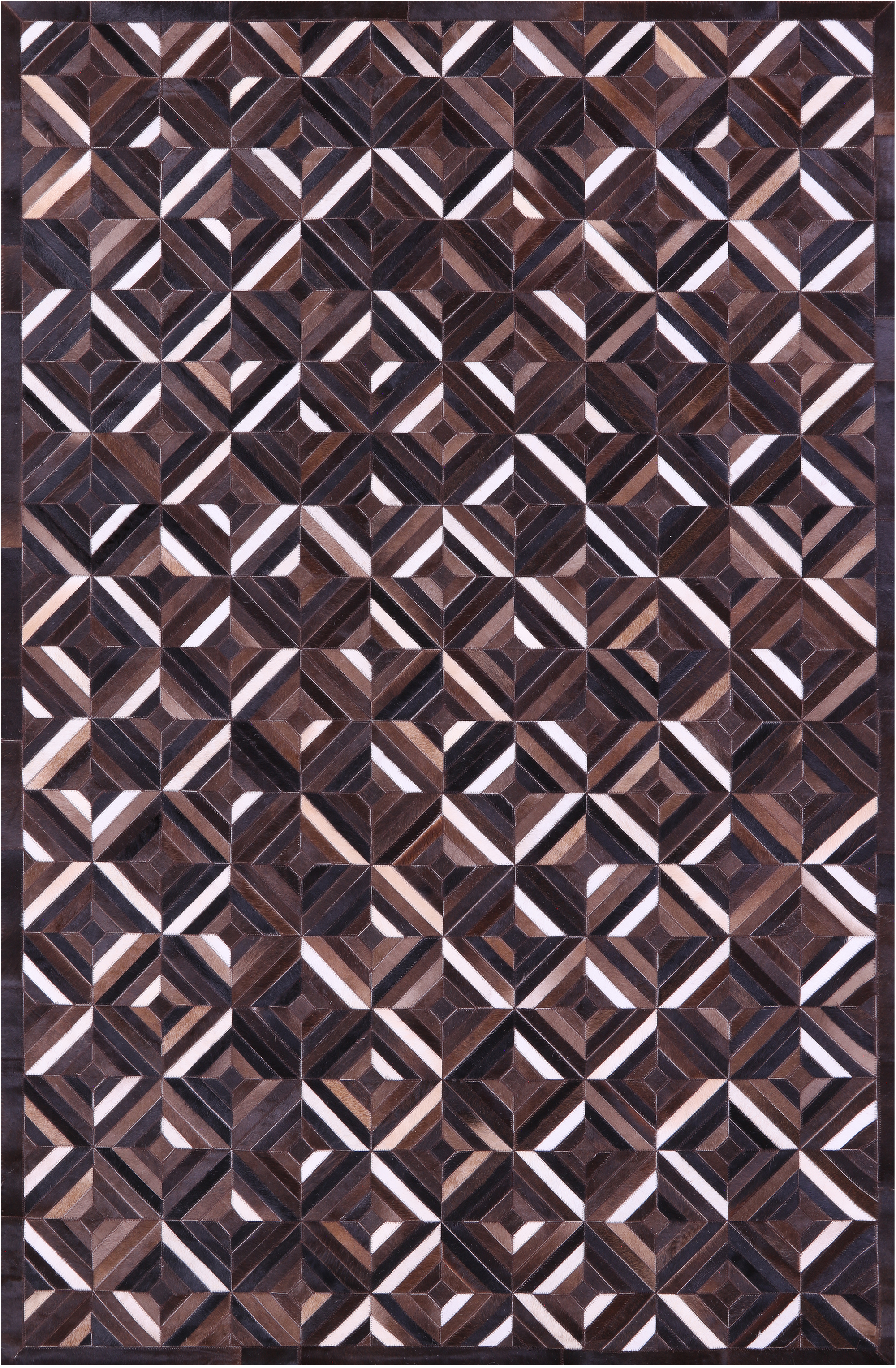 Brown Natural Cowhide Hand Stitched Patchwork Rug - 6' 0" X 9' 0"