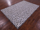 Grey & White Natural Cowhide Hand Stitched Patchwork Rug - 6' 0" X 9' 0"
