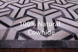 Grey & White Natural Cowhide Hand Stitched Patchwork Rug - 6' 0" X 9' 0"
