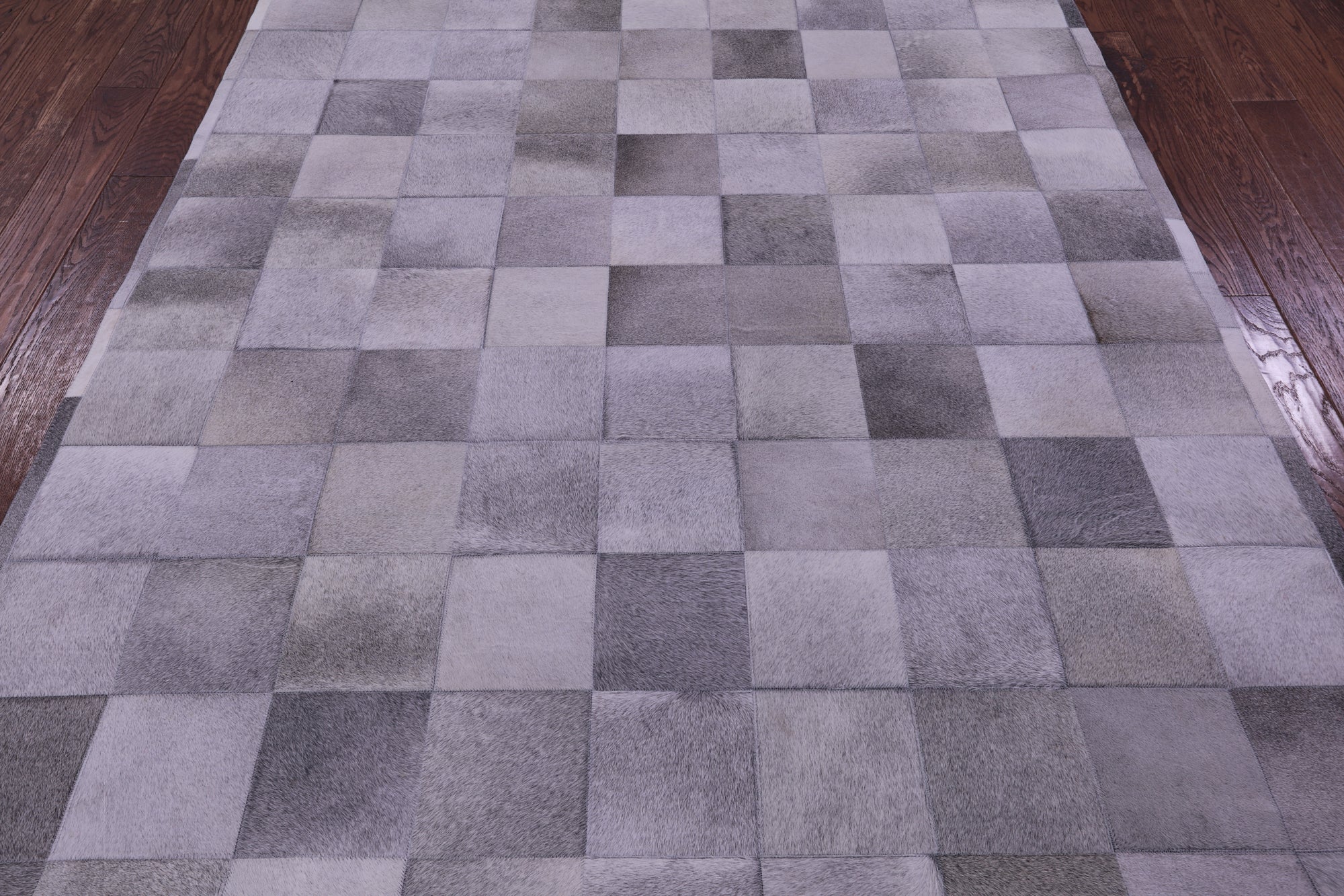 Grey Natural Cowhide Hand Stitched Patchwork Rug - 6' 0" X 9' 0"