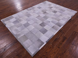 Grey Natural Cowhide Hand Stitched Patchwork Rug - 6' 0" X 9' 0"