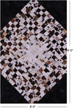 Brown & White & Black Natural Cowhide Hand Stitched Patchwork Rug - 6' 0" X 9' 0"