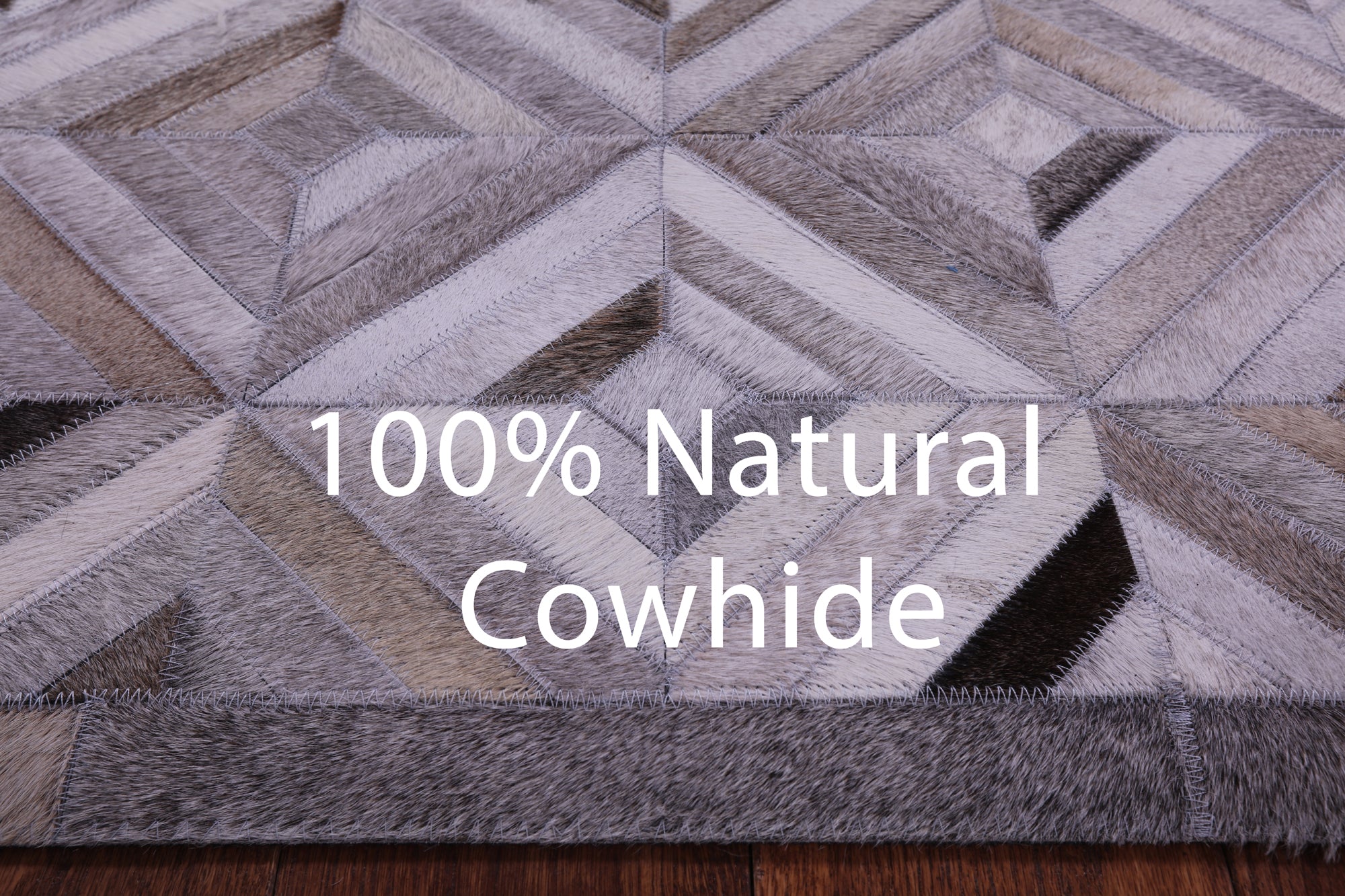 Grey & White Natural Cowhide Hand Stitched Patchwork Rug - 6' 0" X 9' 0"