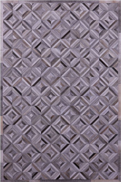 Grey & White Natural Cowhide Hand Stitched Patchwork Rug - 6' 0" X 9' 0"