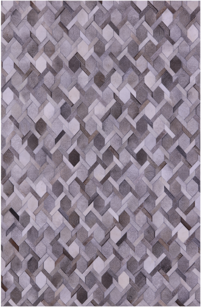 Grey & White Natural Cowhide Hand Stitched Patchwork Rug - 6' 0" X 9' 0"
