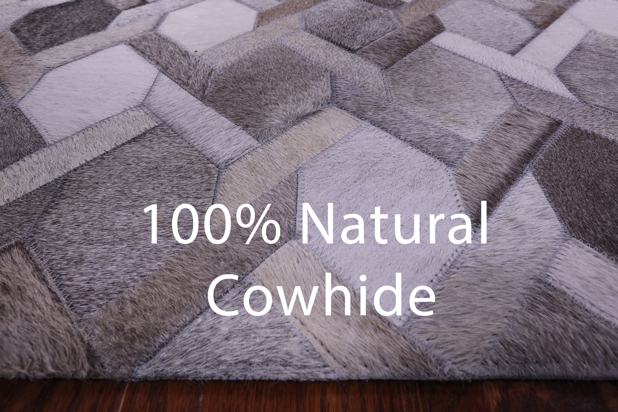 Grey & White Natural Cowhide Hand Stitched Patchwork Rug - 6' 0" X 9' 0"