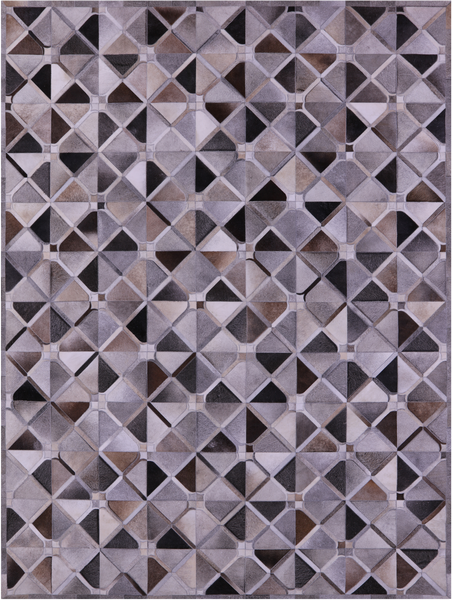 Grey Natural Cowhide Hand Stitched Patchwork Rug - 9' 0" X 12' 0"