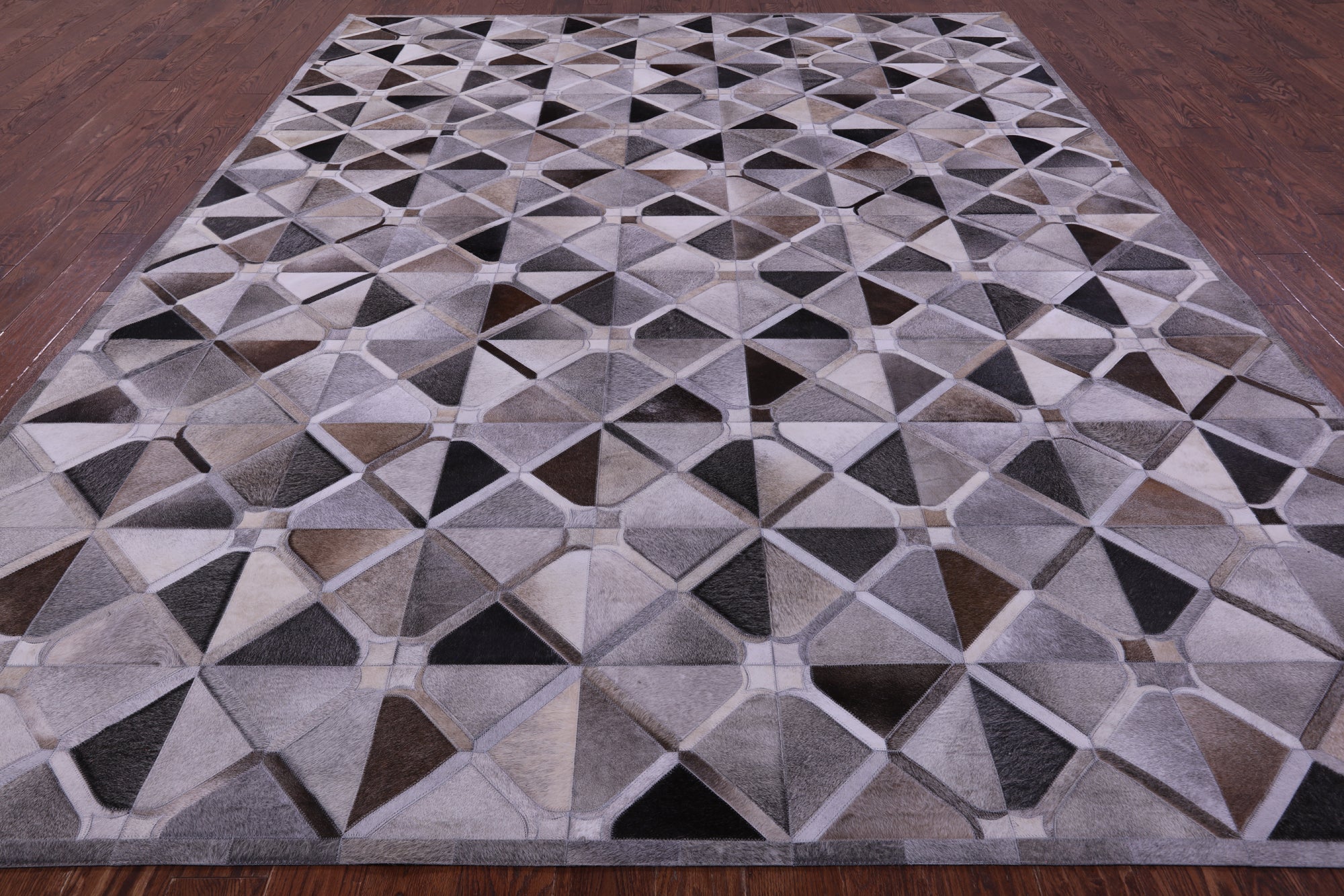 Grey Natural Cowhide Hand Stitched Patchwork Rug - 9' 0" X 12' 0"