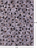 Grey Natural Cowhide Hand Stitched Patchwork Rug - 9' 0" X 12' 0"