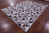 Grey Natural Cowhide Hand Stitched Patchwork Rug - 9' 0" X 12' 0"