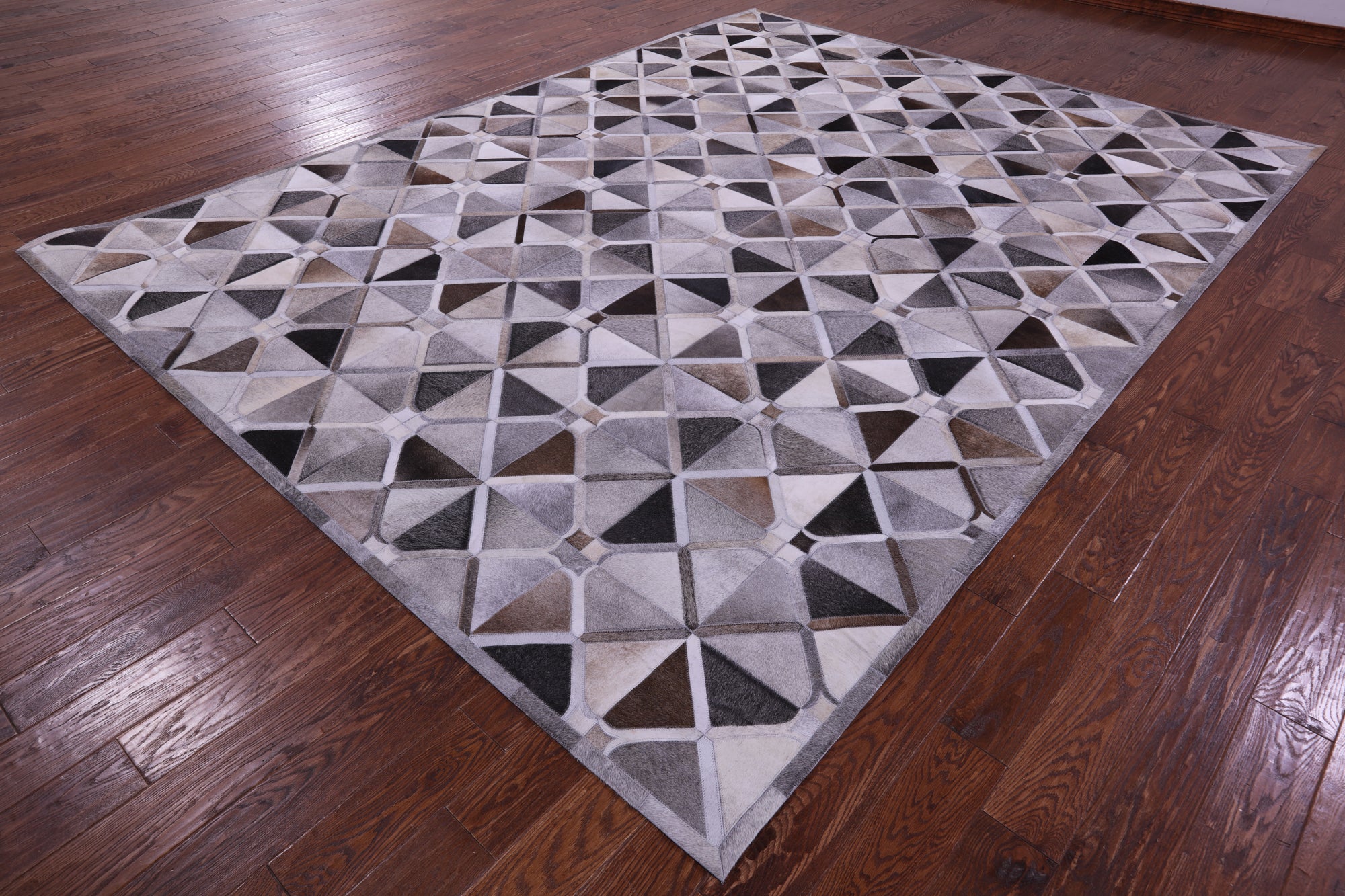 Grey Natural Cowhide Hand Stitched Patchwork Rug - 9' 0" X 12' 0"