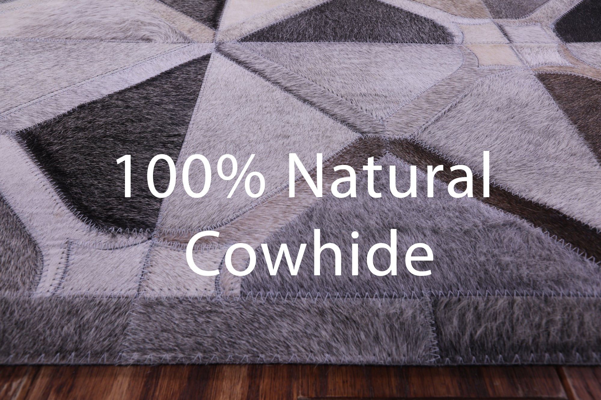 Grey Natural Cowhide Hand Stitched Patchwork Rug - 9' 0" X 12' 0"