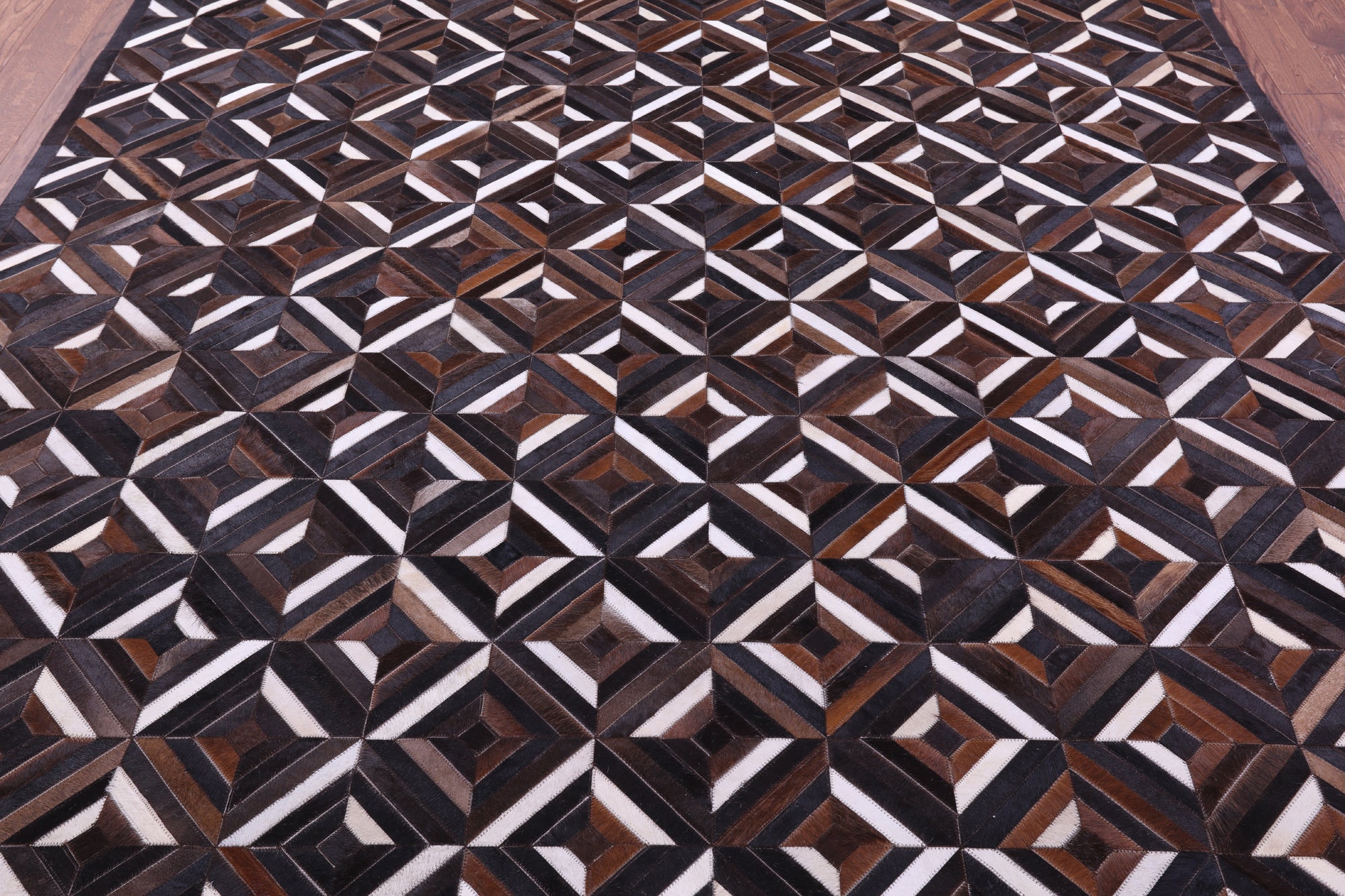 Brown Natural Cowhide Hand Stitched Patchwork Rug - 8' 0" X 10' 0"