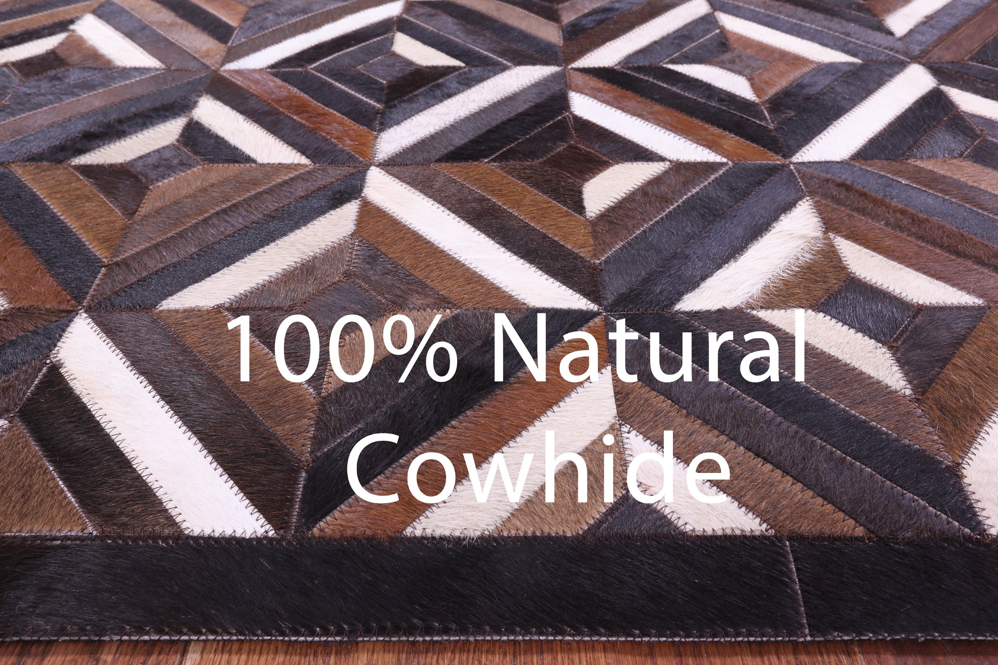 Brown Natural Cowhide Hand Stitched Patchwork Rug - 8' 0" X 10' 0"