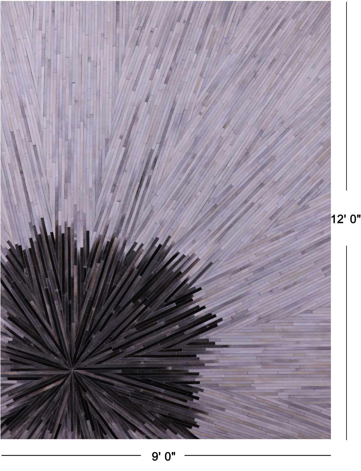 Brown & White Natural Cowhide Hand Stitched Patchwork Rug - 9' 0" X 12' 0"