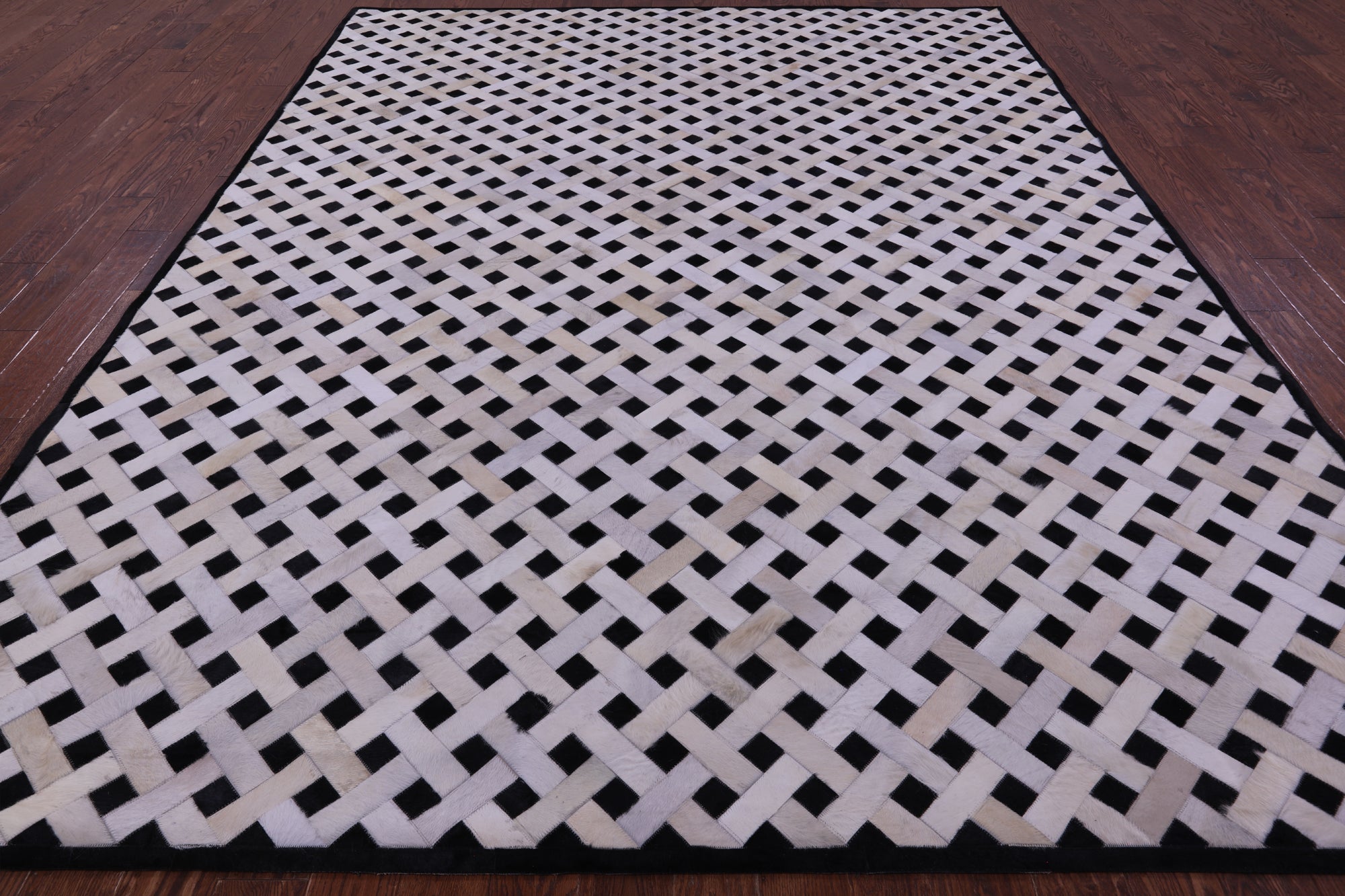 Black & White Natural Cowhide Hand Stitched Patchwork Rug - 9' 0" X 12' 0"