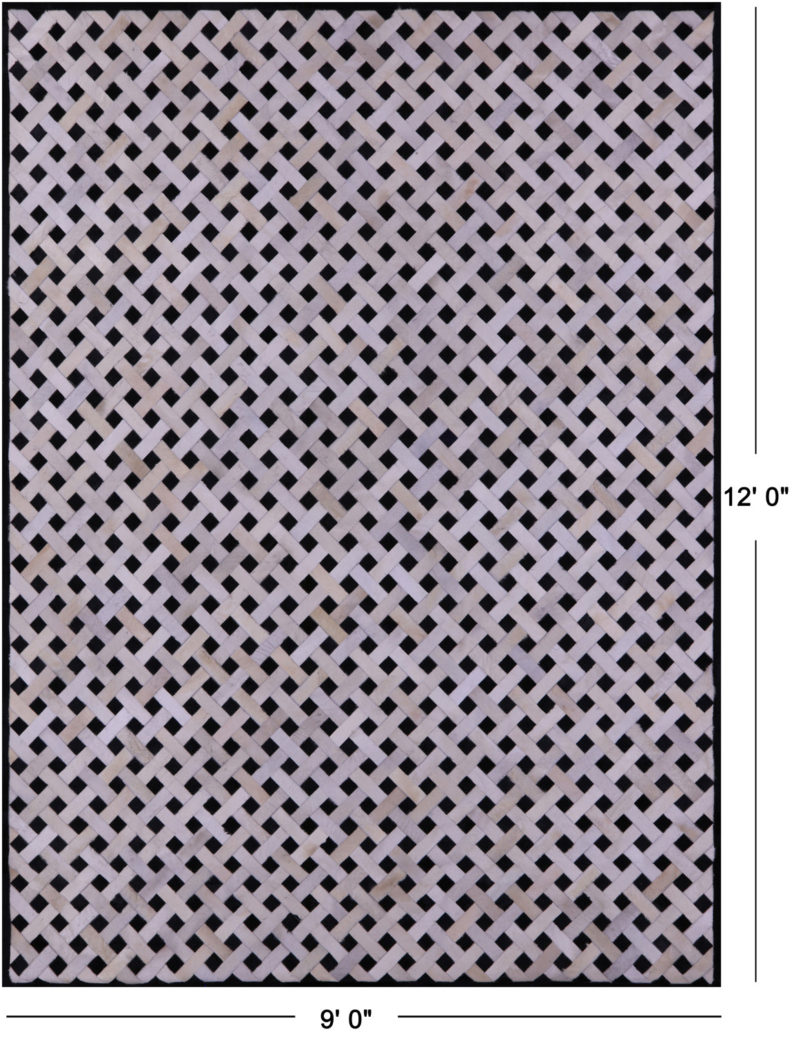 Black & White Natural Cowhide Hand Stitched Patchwork Rug - 9' 0" X 12' 0"