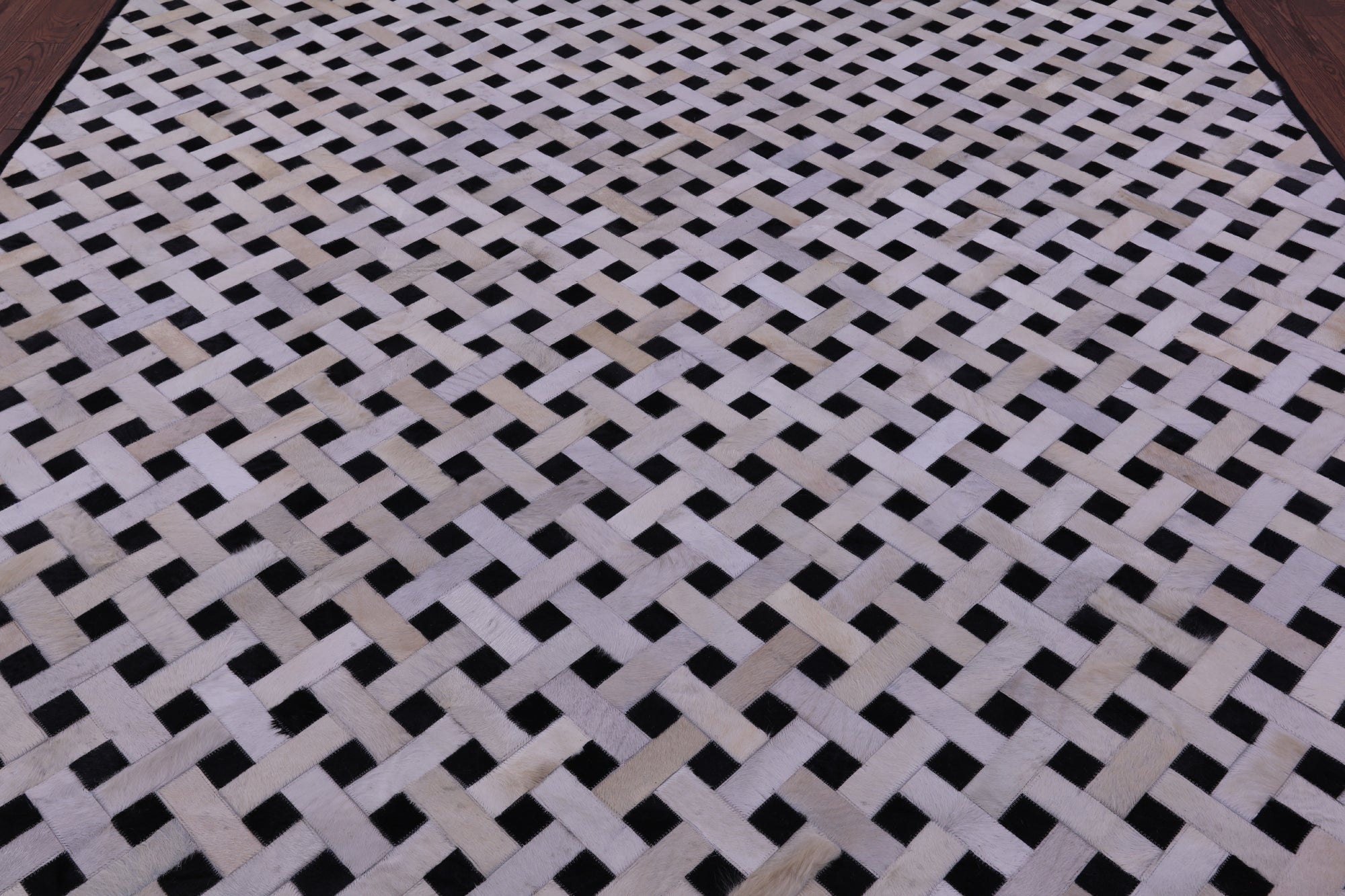 Black & White Natural Cowhide Hand Stitched Patchwork Rug - 9' 0" X 12' 0"