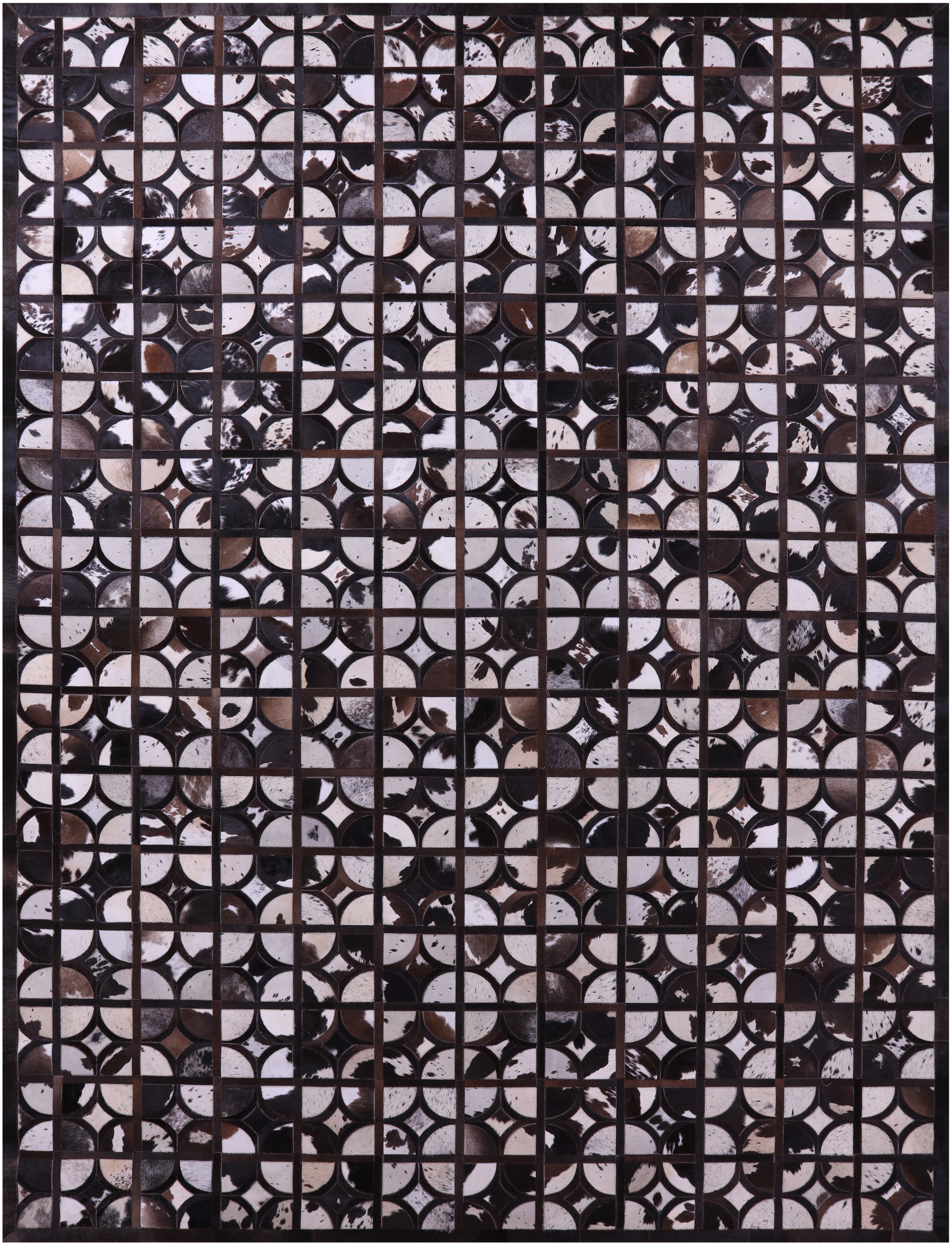 Brown & White Natural Cowhide Hand Stitched Patchwork Rug - 9' 0" X 12' 0"