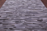 Grey Brickwork Natural Cowhide Hand Stitched Patchwork Rug - 9' 0" X 12' 0"
